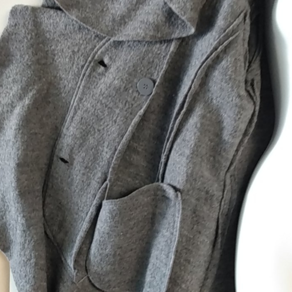 Wool Ruffle Mid Length Coat by A.B.S - Picture 3 of 7